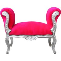 Casa Padrino Barock Schemel Hocker Pink / Silber - Sitzbank