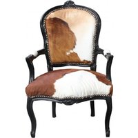 Casa Padrino Barock Salon Kuhfell Braun-Weià / Schwarz Mod1