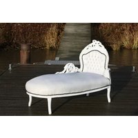 Casa Padrino Barock Chaiselongue WeiØ/WeiØ Lederoptik