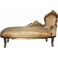 Casa Padrino Barock Chaiselongue "King" Gold Streifen / Gold