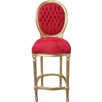 Casa Padrino Barock Bar Stuhl Bordeaux Rot / Gold - Hochstuhl Barstuhl Barhocker - Club Möbel