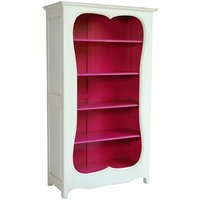 Casa Padrino Barock Bücherschrank Weiss / Pink B 110 x H 185 cm Bücherregal Regal Schrank