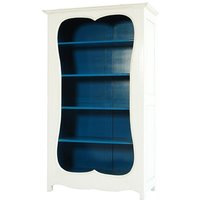 Casa Padrino Barock Bücherschrank Weiss / Blau B 110 x H 185 cm Bücherregal Regal Schrank