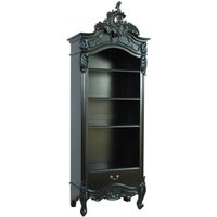 Casa Padrino Barock Bücherschrank Schwarz Hochglanz B 85 x H 190 cm Bücherregal Regal Schrank