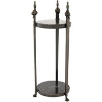 Casa Padrino Luxus Barock Beistelltisch Rund Massiv Gunmetal Bronze mit Marmorplatte 71 x 25 cm - Tisch