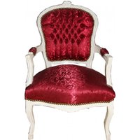 Casa Padrino Barock Salon Stuhl Bordeaux Rot Muster / Antik Weiss - Stühle Möbel