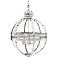 Casa Padrino Barock Hängeleuchte vernickelt Kugel Silber Durchmesser 60 cm, Höhe 88 cm - Barock Schloss Lampe Leuchte Laterne