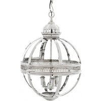 Casa Padrino Barock Hängeleuchte vernickelt Kugel Silber Durchmesser 43 cm, Höhe 63 cm - Barock Schloss Lampe Leuchte Laterne