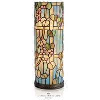 Casa Padrino Tiffany Tischleuchte Durchmesser 15cm, Höhe 45cm Zylinderförmig Mosaik Leuchte Lampe Hockerleuchte