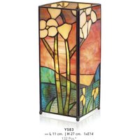 Casa Padrino Tiffany Tischleuchte Breite 11cm, Höhe 27cm Mosaik Leuchte Lampe Hockerleuchte