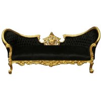 Casa Padrino Barock Sofa Vampire Schwarz/Gold - Limited Edition - Lounge Couch