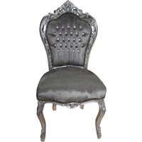 Casa Padrino Barock Esszimmer Stuhl Grau/Silber mit Bling Bling Glitzersteinen - Antik Stil