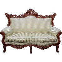 Casa Padrino Barock 2-er Sofa Master Jadegrün / Braun Mod3 - Wohnzimmer Couch Möbel Lounge
