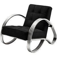 Casa Padrino Art Deco Sessel Chrom / Schwarz Mod4 - Club Sessel - Lounge Sessel, Lounge Sessel