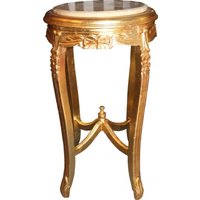 Barock Beistelltisch mit Marmorplatte Rund Gold 70 x 40 cm Antik Stil