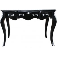 Casa Padrino Luxus Barock Sekretär Schwarz/Silber 120 x 80 x 58 cm - Damen Schreibtisch