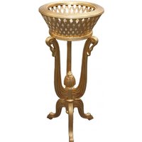 Casa Padrino Barock Pflanzentopfständer aus Holz Gold Antik-Look - Blumentopfständer, Blumenständer