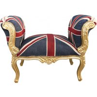 Casa Padrino Barock Schemel Hocker Union Jack / Gold - Sitzbank