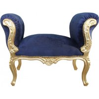 Casa Padrino Barock Schemel Hocker Royalblau / Gold - Sitzbank