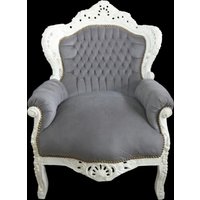 Casa Padrino Barock Sessel "King" Grau /Creme - Antik Stil