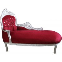 Casa Padrino Barock Chaiselongue "King" Bordeaux Rot /Silber mit Bling Bling Glitzersteinen Mod2