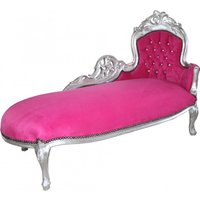 Casa Padrino Barock Chaiselongue "King" Rosa / Silber mit Bling Bling Glitzersteinen