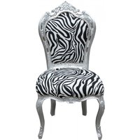 Casa Padrino Barock Esszimmer Stuhl Zebra/Silber Mod2 - Möbel - Barockmöbel