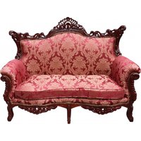 Casa Padrino Barock 2er Sofa Master Bordeaux Muster / Braunrot - Wohnzimmer Couch Möbel Lounge