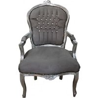 Casa Padrino Barock Salon Stuhl Grau / Silber mit Bling Bling Glitzersteinen - Möbel Antik Stil