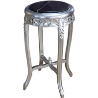 Casa Padrino Barock Beistelltisch mit Marmorplatte Rund Silber/Schwarz 72 x 39 cm Antik Stil