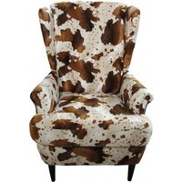 Casa Padrino Luxus Ohrensessel Kuhmuster Braun/Weià - Chesterfield Möbel