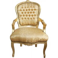 Casa Padrino Barock Salon Stuhl Gold Muster / Gold Mod1 - Antik Look