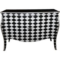 Casa Padrino Barock Kommode Karo Schwarz / Weià 120 cm - Schrank mit 2 Türen