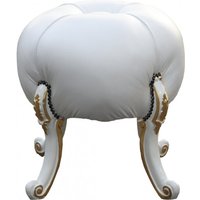Casa Padrino Barock Sitzhocker Mod2 - Rundhocker- Weià / Gold - Barock Möbel