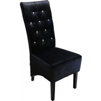 Casa Padrino Designer Chesterfield Esszimmer Stuhl Schwarz mit Bling Bling Glitzersteinen