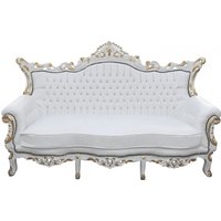 Casa Padrino Barock 3-er Sofa Master Weiss/Gold Mod2 - Antik Möbel - Limited Edition