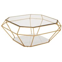Casa Padrino Luxus Art Deco Couchtisch Glas / Gold - Glastisch - Luxus Kollektion