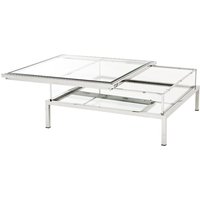 Casa Padrino Luxus Art Deco Designer Couchtisch Edelstahl poliert mit Spiegelglas - Luxus Kollektion