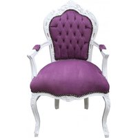 Casa Padrino Barock Esszimmer Stuhl mit Armlehnen Lila / WeiÃ