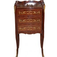 Casa Padrino Barock Kommode mit 3 Schubladen Braun Intarsien H 82 cm, B 42 cm - Modell Mahagoni - Nachttisch Konsole