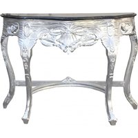Casa Padrino Barock Konsolentisch Silber / Schwarz mit Marmorplatte Mod2 - Konsole