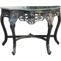 Casa Padrino Barock Konsolentisch Schwarz / Schwarz mit Marmorplatte Mod2 - Konsole