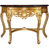 Casa Padrino Barock Konsolentisch Gold / Schwarz mit Marmorplatte Mod2 - Konsole