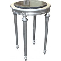 Casa Padrino Barock Beistelltisch Rund mit Marmorplatte Silber/Schwarz H 72 cm, B 49 cm Mod Y30 Antik Stil