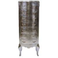 Casa Padrino Barock Kommode Silber mit 7 Schubladen 120 x 45x 35 cm - Antik Stil