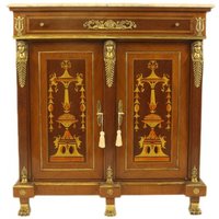 Casa Padrino Empire Barock Kommode Mahagony Intarsien mit Marmorplatte