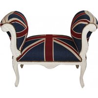 Casa Padrino Barock Schemel Hocker Union Jack / Creme - Sitzbank
