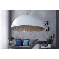 Casa Padrino Designer Pendelleuchte aus Edelstahl, Weià / Silber, Durchmesser 70 cm - Leuchte Lampe