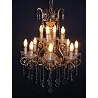 Casa Padrino Barock Kristall Kronleuchter 12-Flammig Gold ModK4 - Hängeleuchte Lüster Hängelampe Deckenlampe