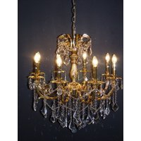 Casa Padrino Barock Kristall Kronleuchter 8-Flammig Gold ModK6 - Hängeleuchte Lüster Hängelampe Deckenlampe